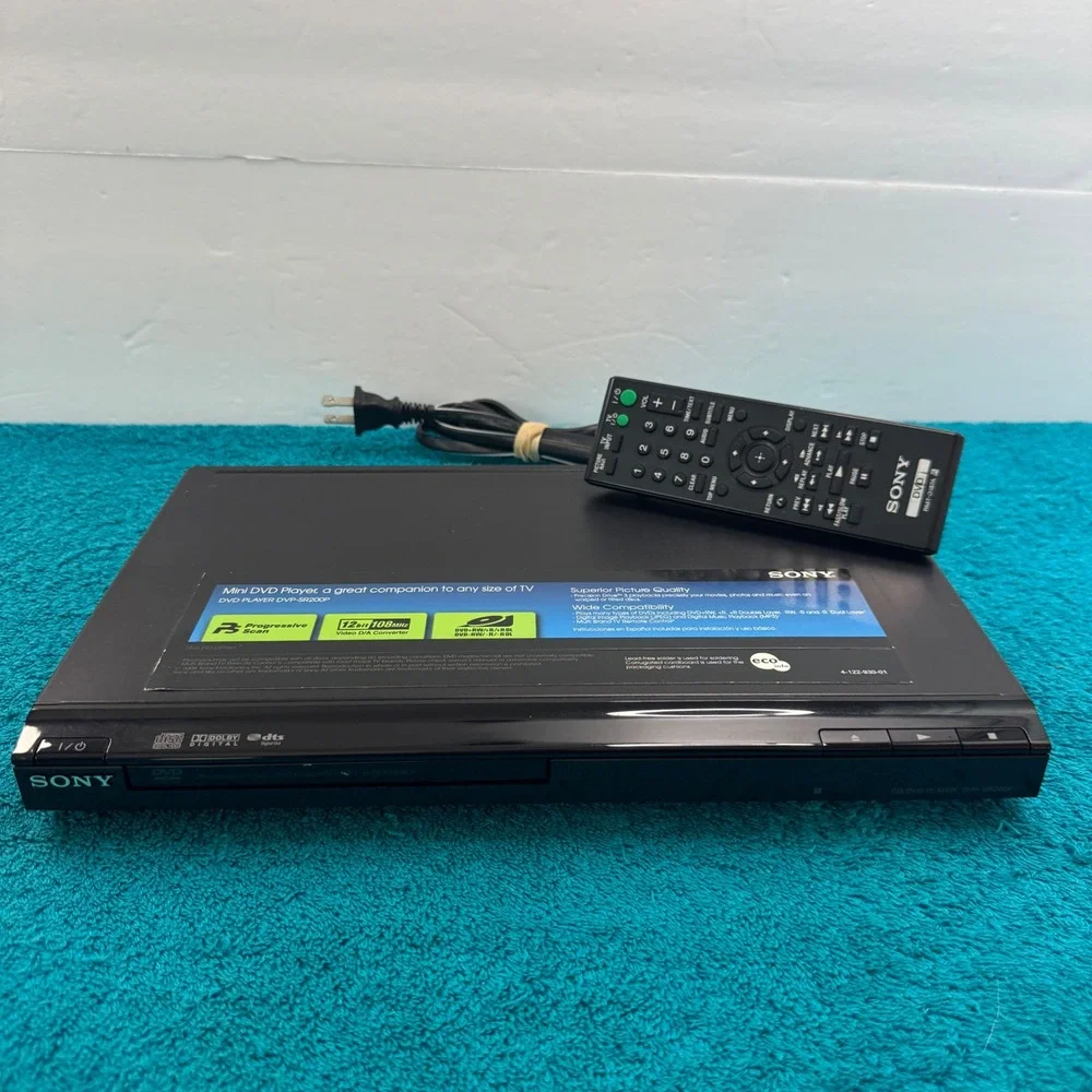 Sony DVP-SR200P Mini DVD Player Progressive Scan Black with Remote - Ships Free